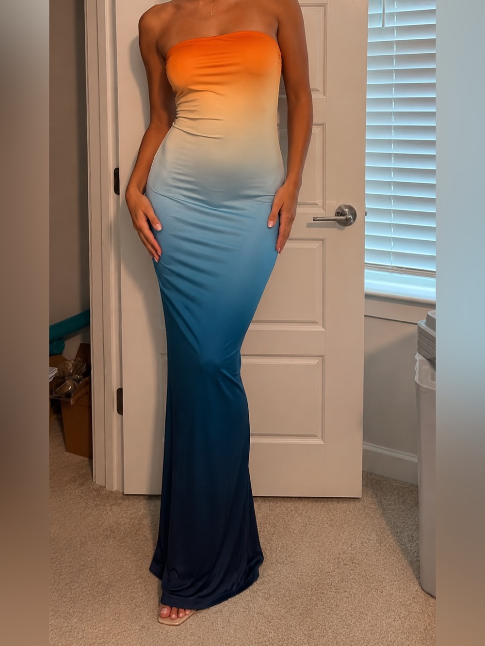 Ombre Maxi Dress in Orange to Navy
